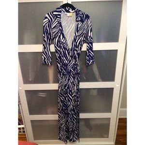 Diane Von Furstenburg maxi zebra wrap dress